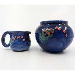 Earthworks Pottery Blue Small Creamer and Bowl